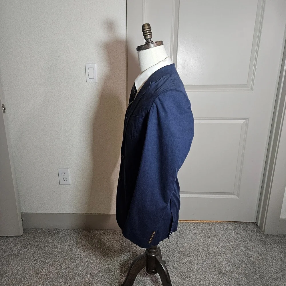 $168 NWT J Crew‎ 38R Blazer Suit Jacket Men Ludlow Cotton Blend Dark Bluish Gray